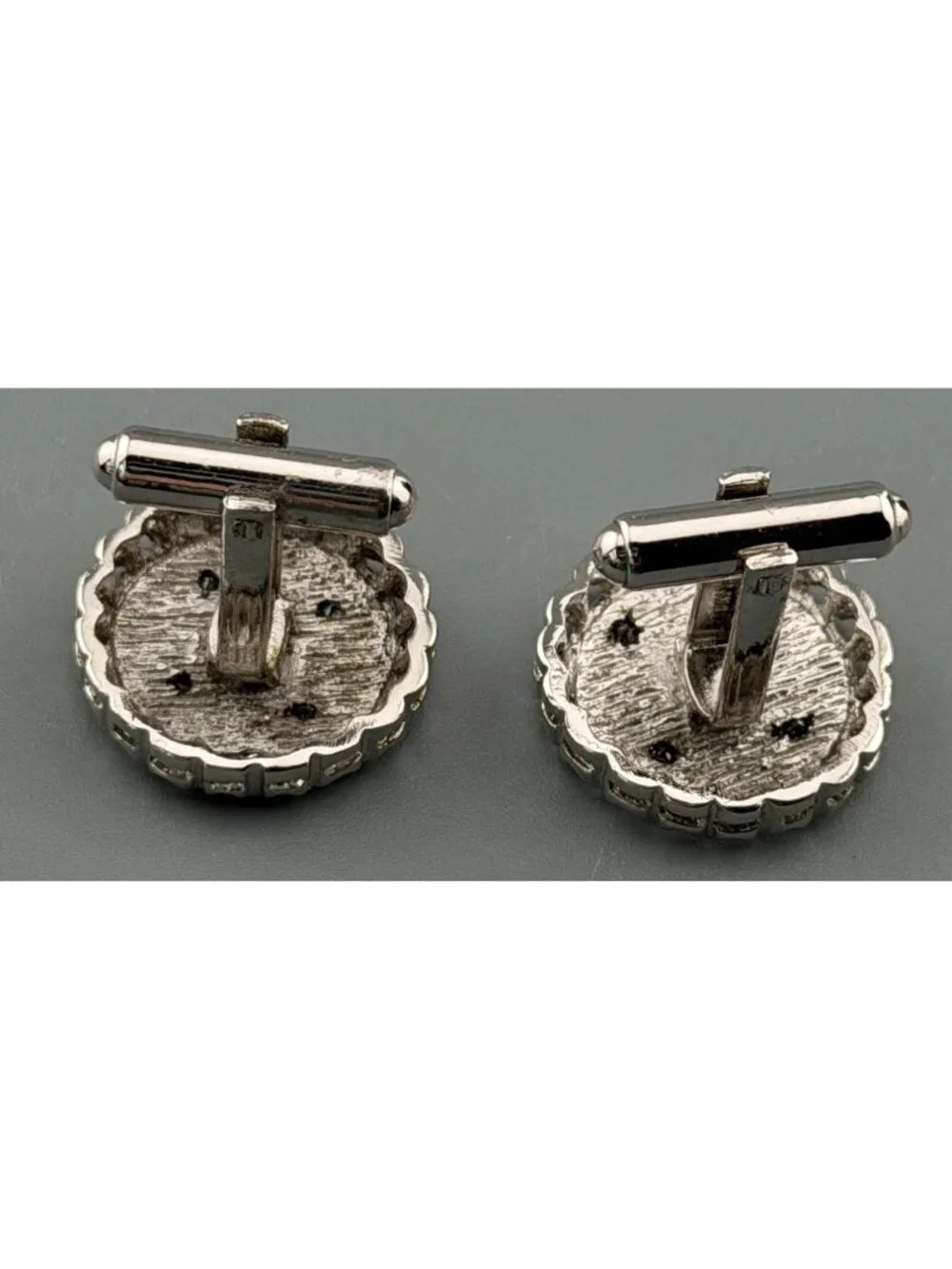 Vintage Cufflinks Sterling Silver Starburst Tie Tack & Links Set Diamond Accents